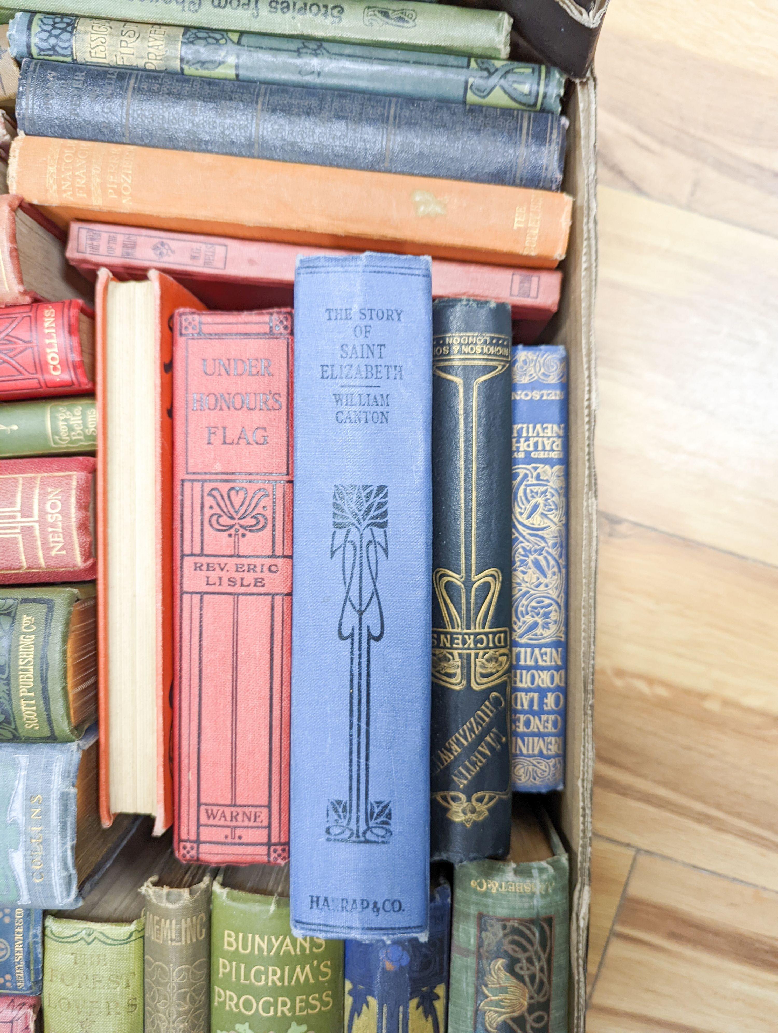 A collection of 33 late 19th/early 20th century works with Art Nouveau decorated bindings, consisting of poetry and fiction.